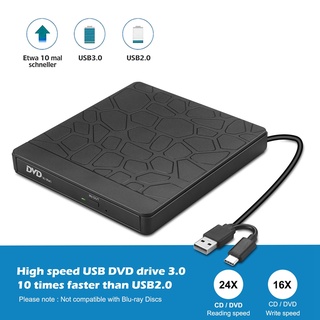 Đầu đọc đĩa DVD USB 3.0 Type-C CD/ DVD-RW cho Mac PC Windows
