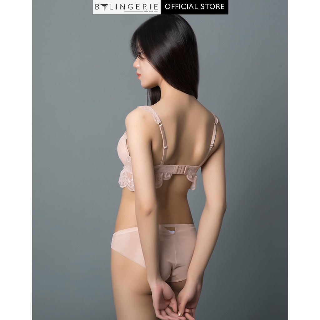 Bộ đồ lót ren nữ BY LINGERIE màu nude có gọng độn mút dày siêu nâng ngực B226 | BigBuy360 - bigbuy360.vn