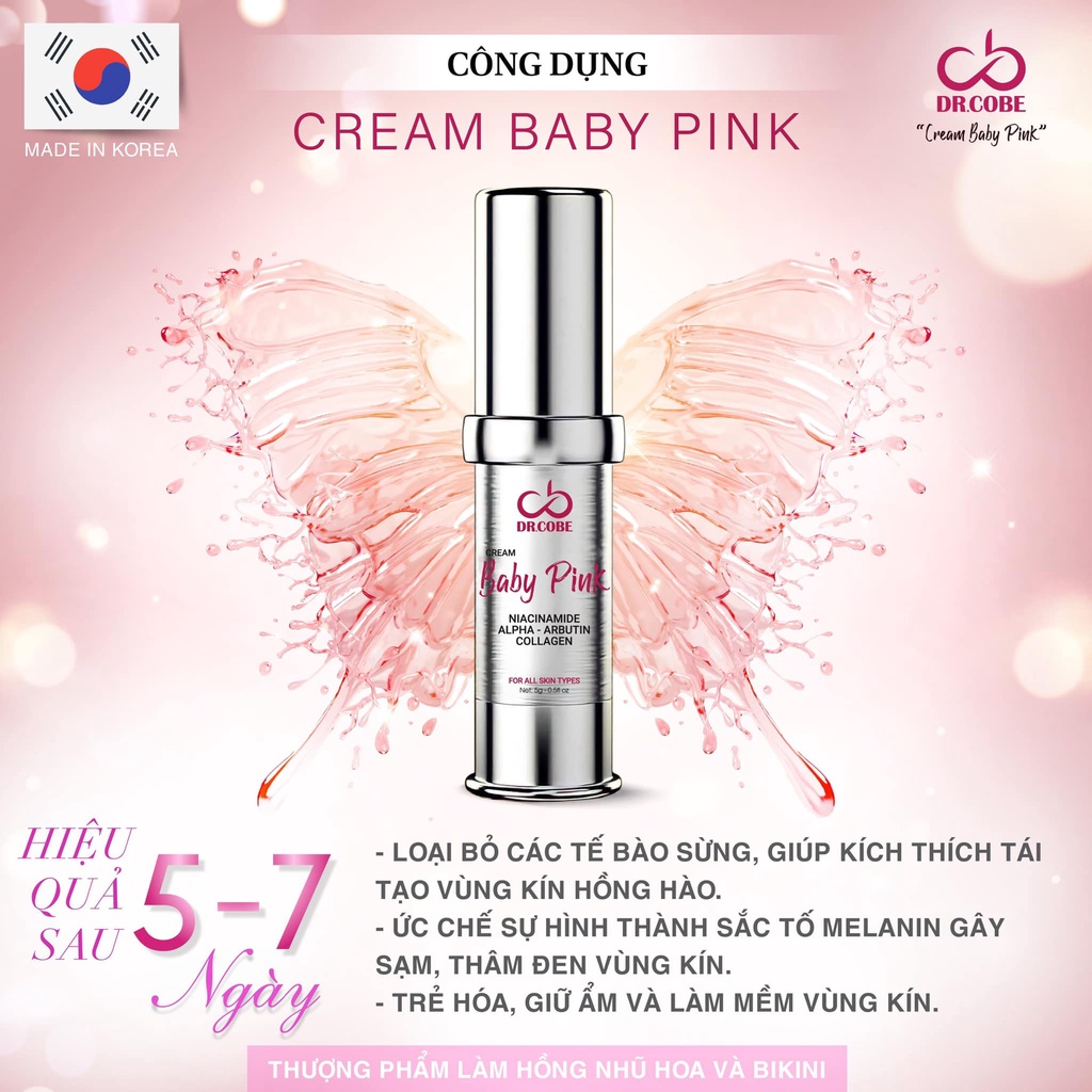 Kem làm hồng nhũ hoa, làm hồng vùng kín, BIKINI BABY PINK nhập khẩu chính hãng Hàn Quốc DR.COBE Lọ 5ml