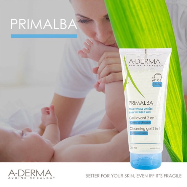 [NHẬP KHẨU] Sữa tắm gội chống rôm sảy cho bé ADERMA PRIMALBA Cleansing Gel 2 in 1 [A-Derma Primalba] nk033