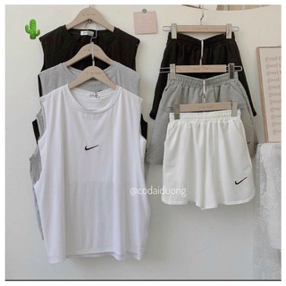 Set 3 món áo tanktop +áo ống + quần thun chất cotton đẹp thêu dấu móc pc