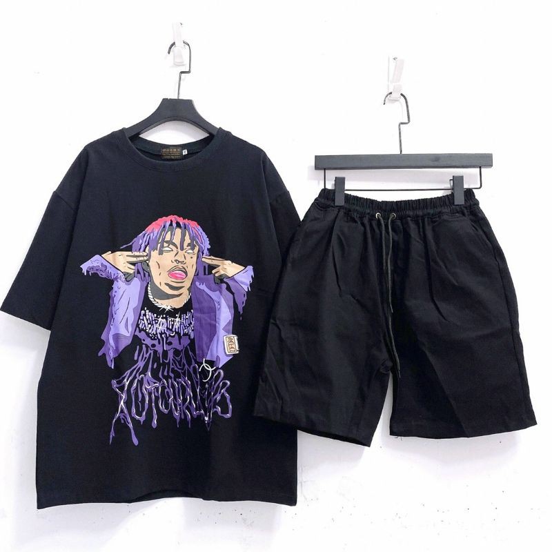 [Hình thật] áo thun tay lỡ tóc xoăn tím Unisex