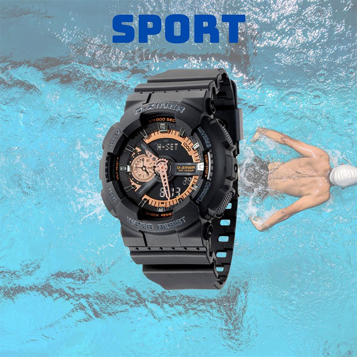 Đồng hồ nam chính hãng thể thao điện tử cao cấp chống nước 30M D-ZINER DZ3398 kèm hộp thiếc
