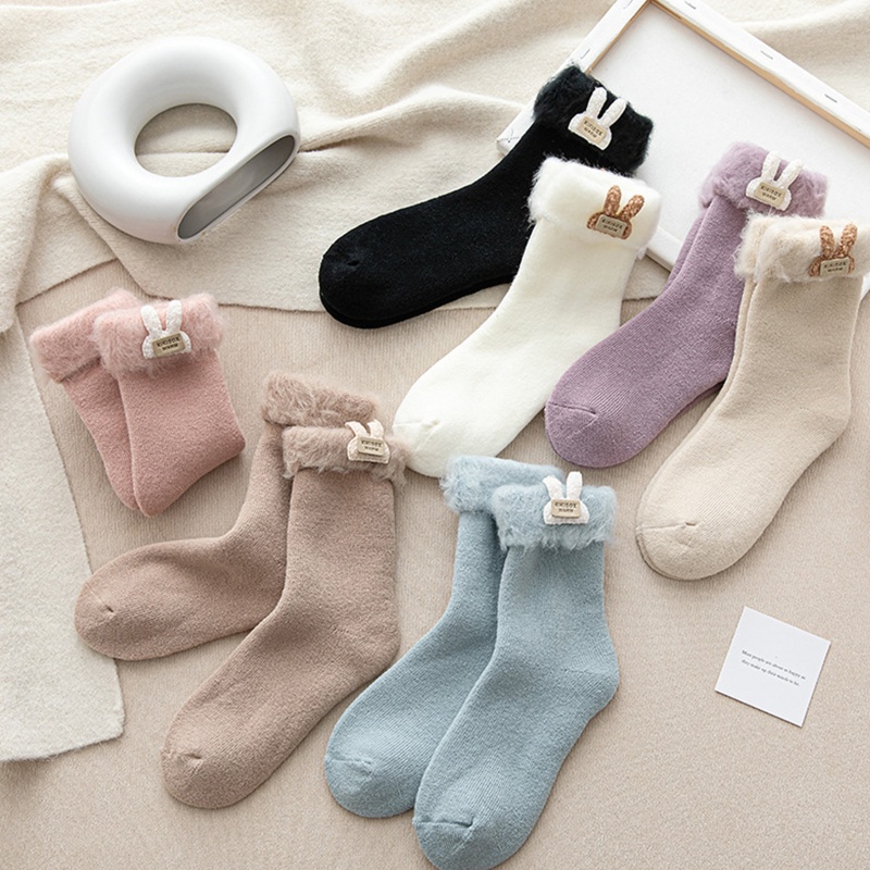 Youyo Đôi Vớ Lông Thỏ Giả Dày Dặn Giữ Ấm Mùa Thu Đông Phong Cách Nhật Bản Dễ Thương Cho Nữ