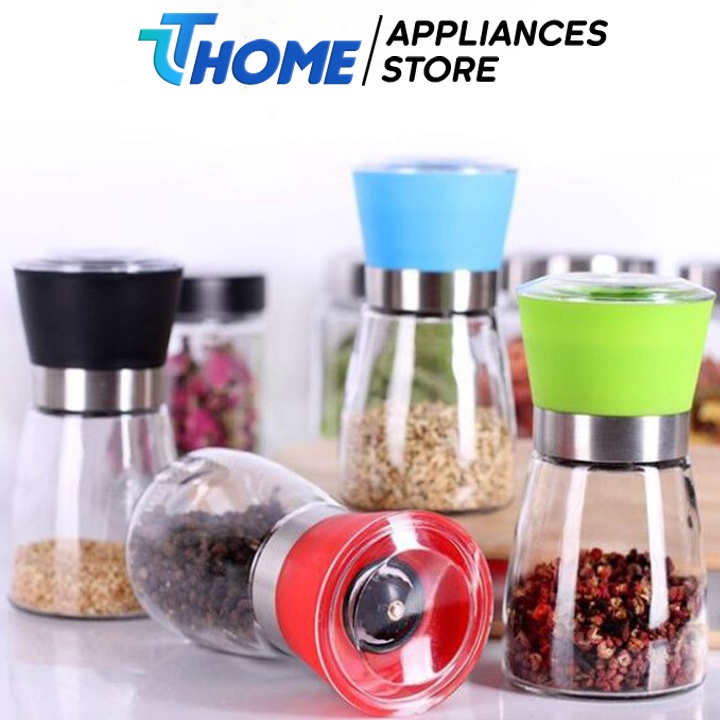 Lọ xay tiêu cầm tay nắp nhựa cao cấp, dụng cụ xay tiêu đa năng TT-HOME