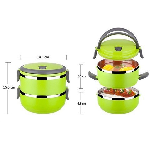 HỘP ĐỰNG CƠM GIỮ NHIỆT 2 TẦNG GIỮ NHIỆT I CAMEN RUỘT INOX 2 TẦNG Siêu tiện dụng