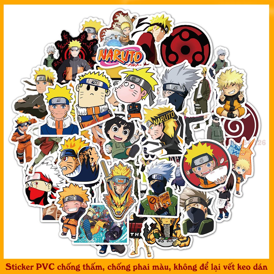 Set 30 Sticker hoạt hình Naruto cho các fan trang trí sách vở, nhật ký, sổ tay, điện thoại, laptop