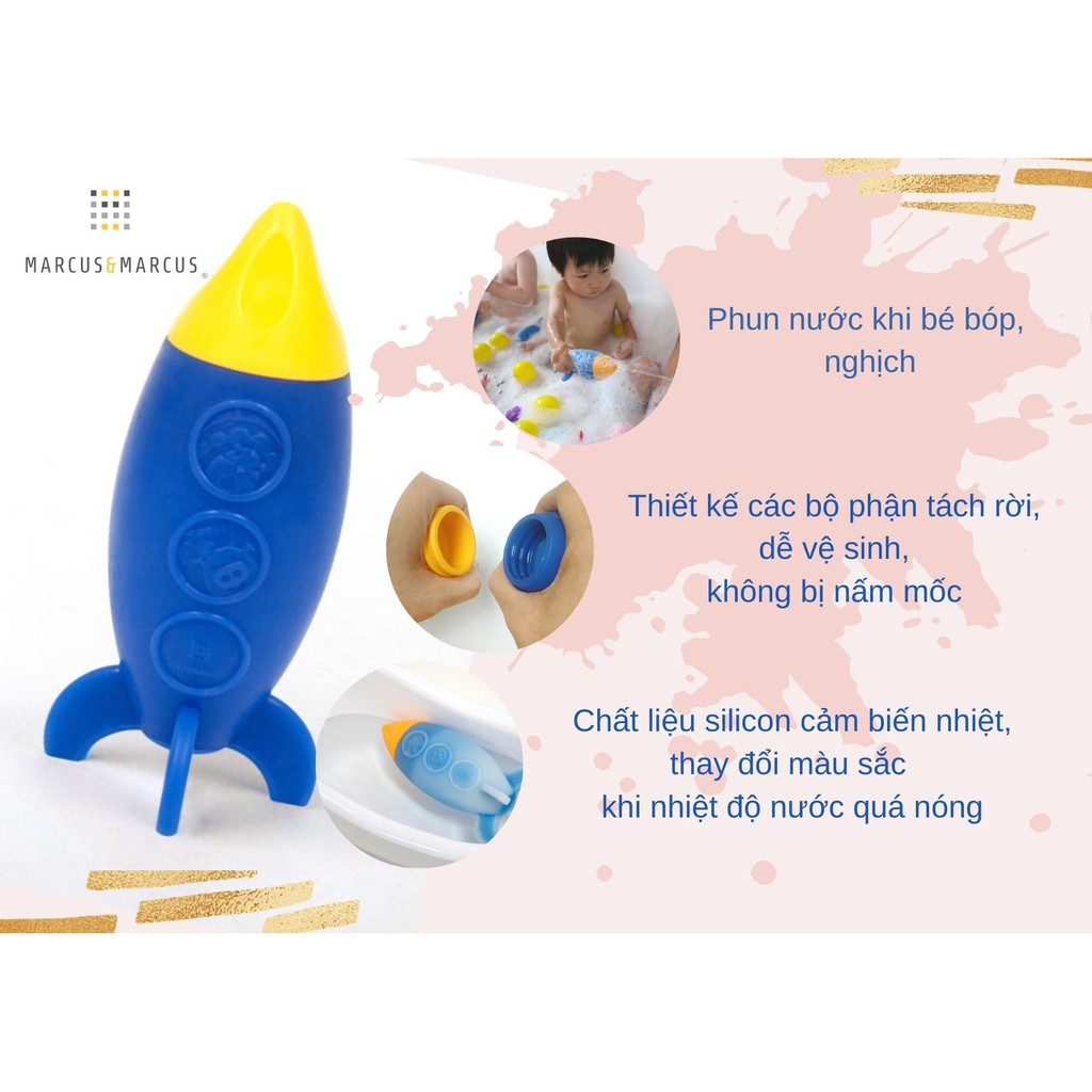 Đồ chơi tắm silicon có báo nhiệt cho bé Marcus &amp; Marcus, từ sơ sinh - Space Rocket