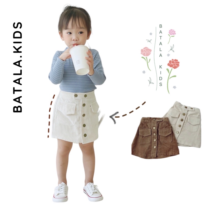 Chân váy nhung bé gái Batala kids, váy đi học đi chơi mềm mại thoải mái cho bé từ 10-25kg VAYNH01