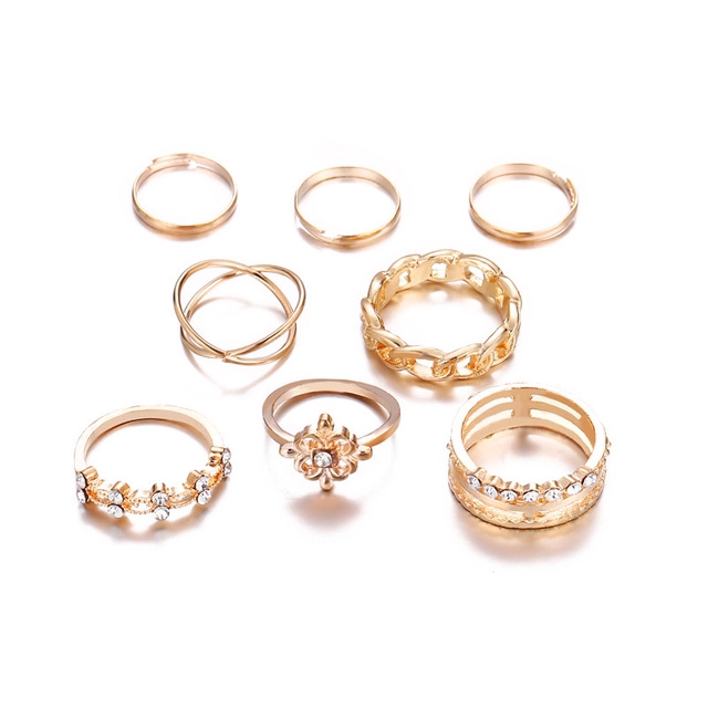 Nhẫn Mạ Vàng Nhiều Lớp Phong Cách Vintage