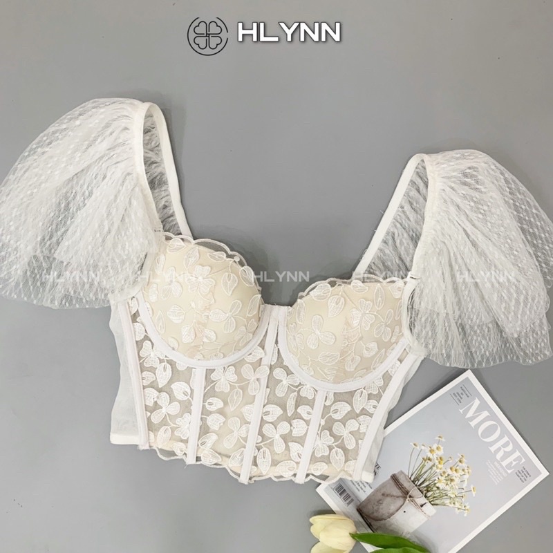Áo corset ren hoa nổi tay cánh  tiên M182