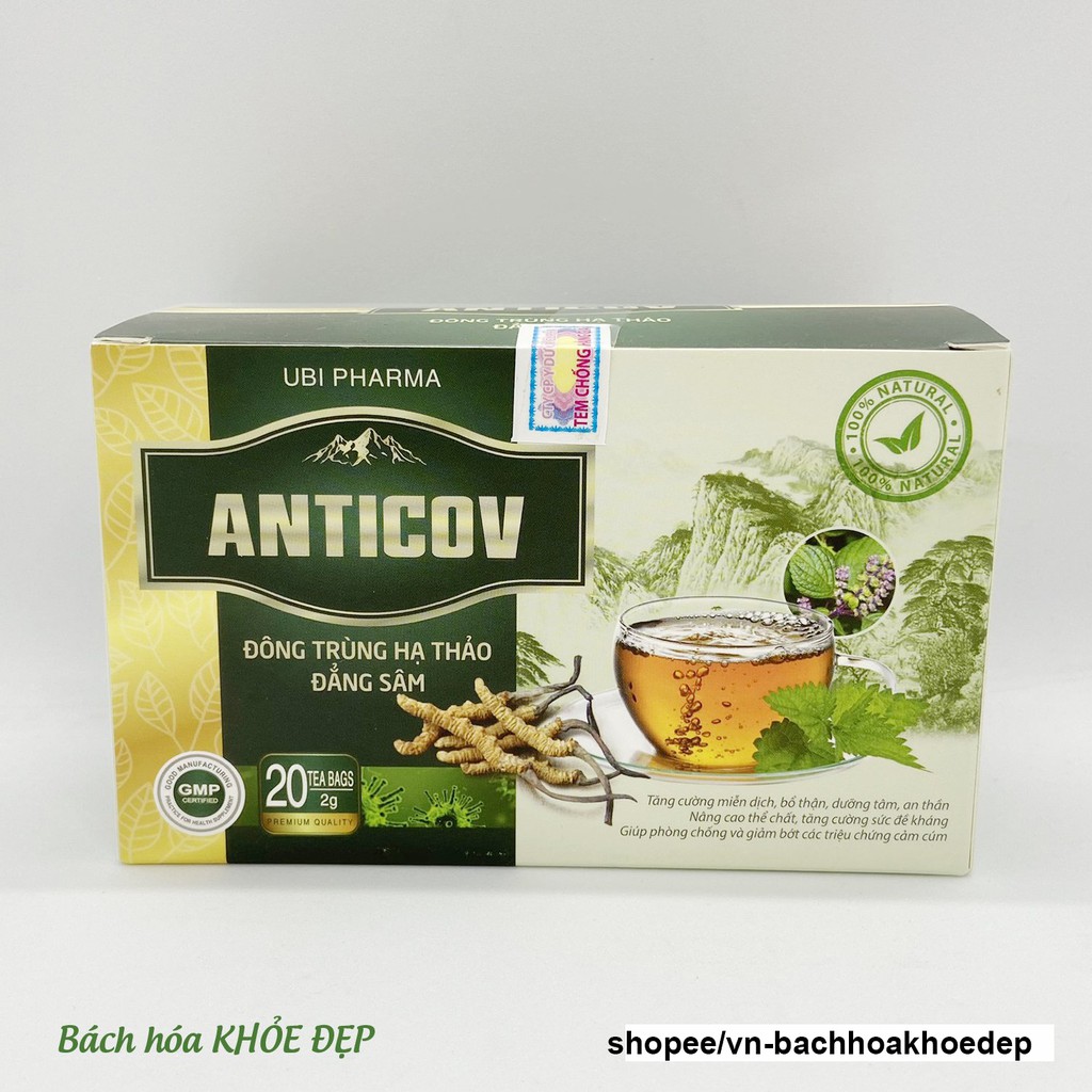 Trà Đông Trùng Hạ Thảo Đẳng Sâm Anticov tăng sức đề kháng, bổ thận, dưỡng tâm, an thần, giải cảm - Hộp 20 gói | BigBuy360 - bigbuy360.vn
