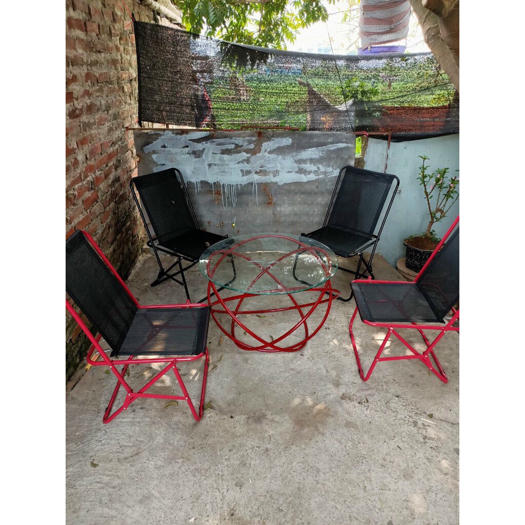 GHẾ LƯỚI XẾP GẬP Khung Sắt Tĩnh Điện Lưới Nhựa Dù Lò Xo cho Quán Trà Chanh, Cafe Vỉa Hè, Trà Sữa, Câu Cá