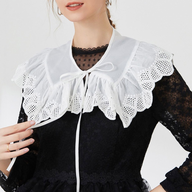 Cổ Áo Giả Thêu Hoa Trang Trí Có Thể Tháo Rời