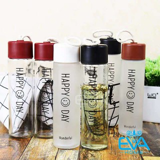 Bình Nước Thuỷ Tinh Mờ Happy Day 400 Ml