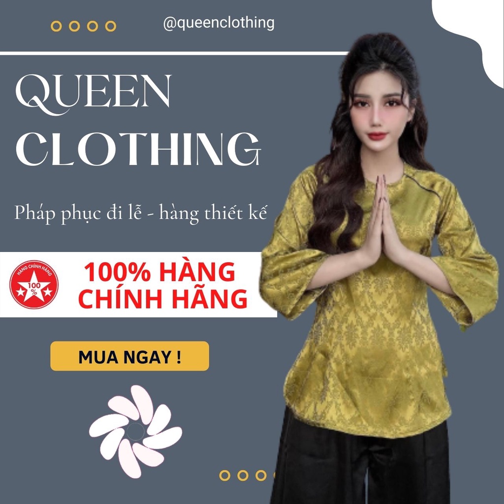 Bộ Lam Nữ Đi Chùa Thanh Lịch - Quần Áo Đi Chùa - Bộ Quần Áo Đi Chùa QUEEN CLOTHING Hot Trend 2022 - AT05