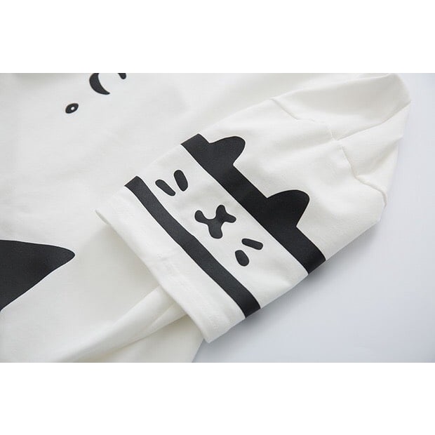 Áo Hoodie Unisex nam nữ mẫu mèo cute tay ngắn chất cotton hàng xịn