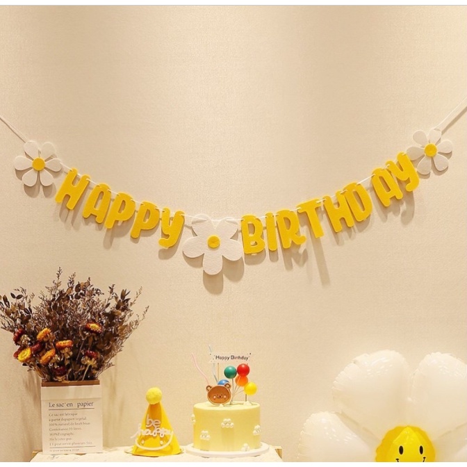 Dây Chữ HAPPY BIRTHDAY Vải Dạ / Giấy Phong Cách Hàn Quốc phụ kiện trang trí sinh nhật đẹp Party decor