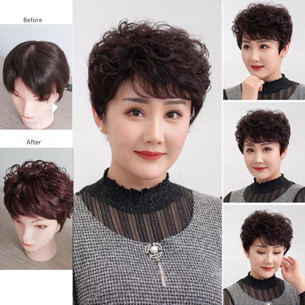 Bộ Tóc Giả Ngắn Xoăn Nhiều Màu Sắc Có Kẹp Tiện Dụng