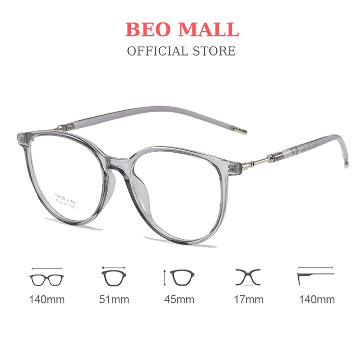 Gọng kính thời trang BEOMALL thiết kế siêu đẹp có thể lắp mắt cận chất liệu cao cấp và siêu bền 8156