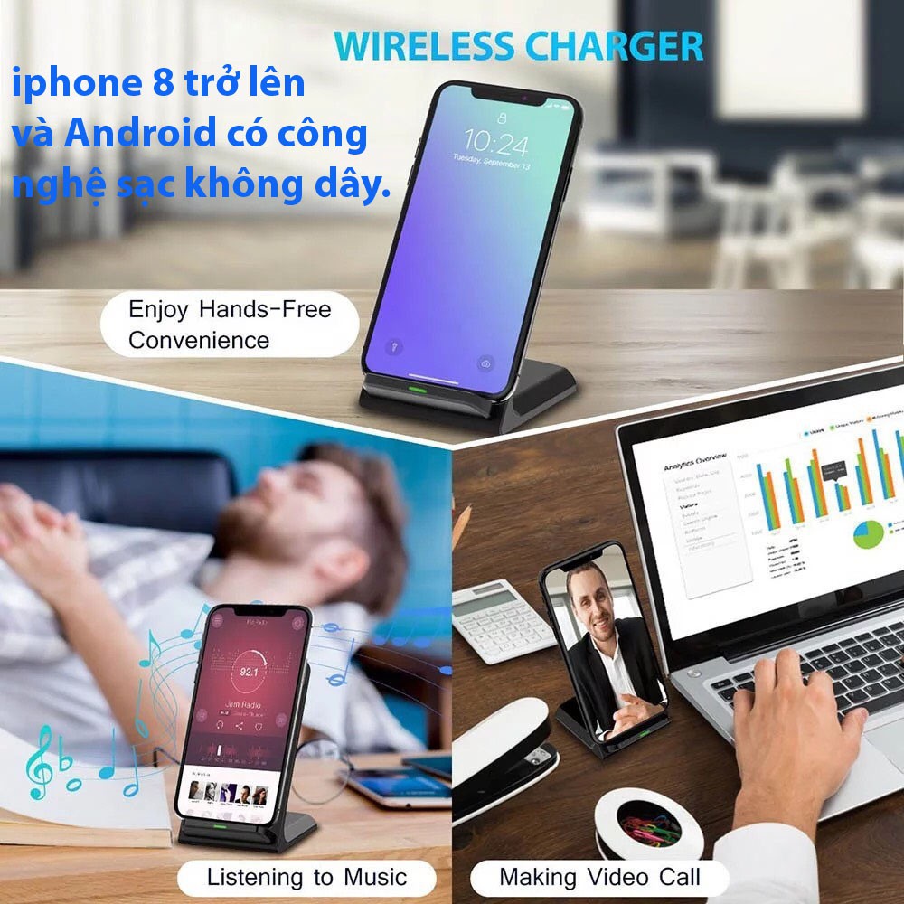 Sạc Không Dây Cho Điện Thoại iPhone 8 Về Sau, và Các Dòng Android Có Trang Bị Công Nghệ Sạc Không Dây