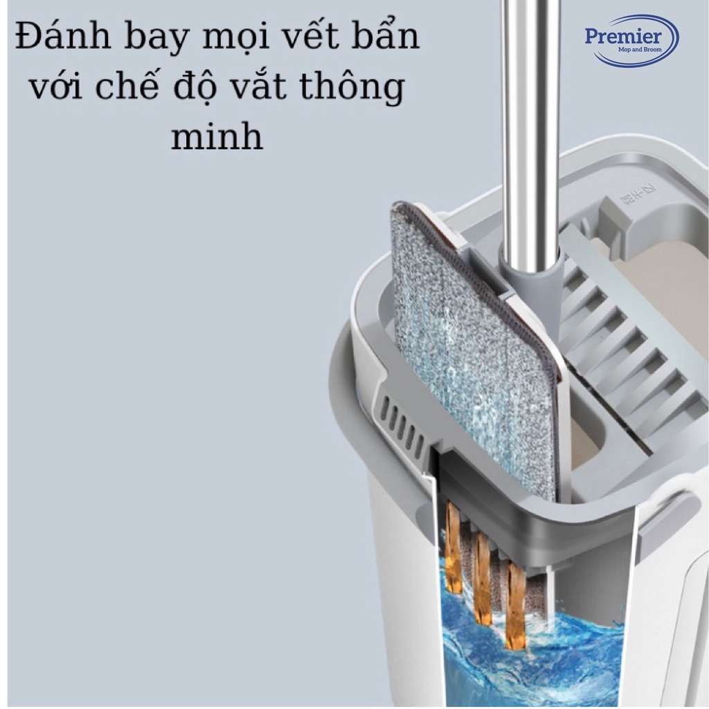 Cây lau nhà tự vắt thông minh Pulito, Bộ lau nhà 360 độ tặng kèm 2 bông lau BLN-R4