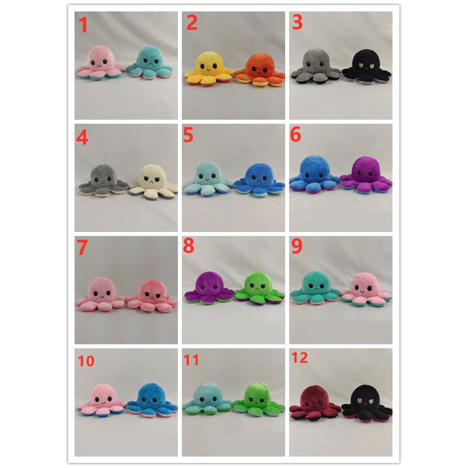 Bạch tuộc nhồi bông cảm xúc - Reversible Octopus two color