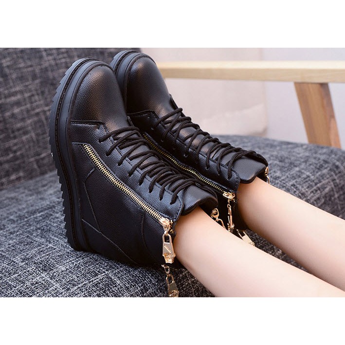 Giay boot nữ cổ cao cá tính B042D màu đen | BigBuy360 - bigbuy360.vn