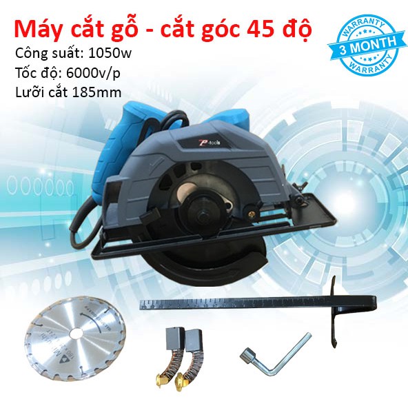 Máy cắt gỗ cầm tay 8100B-1050W chính hãng GGG, máy cưa gỗ mini đĩa 185mm. Tặng kèm 1 lưỡi. Máy lõi đồng