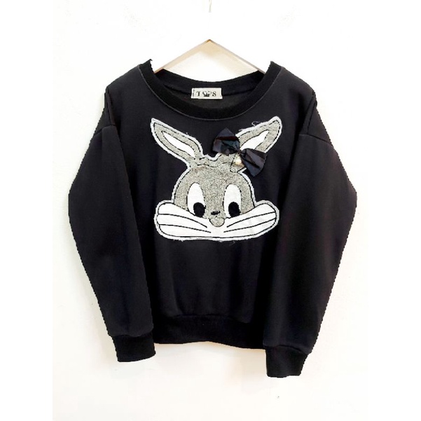 Áo nỉ 2HAND thêu hình thỏ Bunny năng động AN005