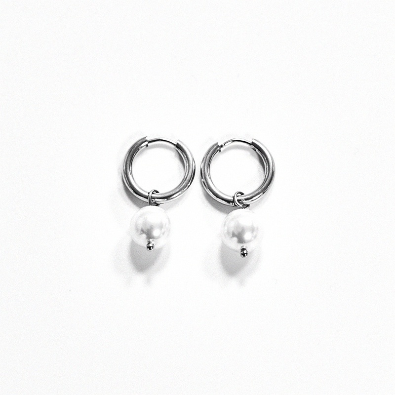 Khuyên tai ngọc trai nhân tạo phong cách hip hop cá tính cho nam và nữ