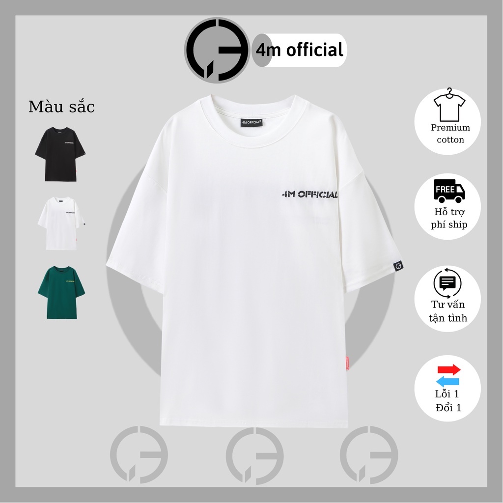Áo thun tay lỡ tee basic 4M OFFICIAL, Áo thun form rộng unisex nam nữ