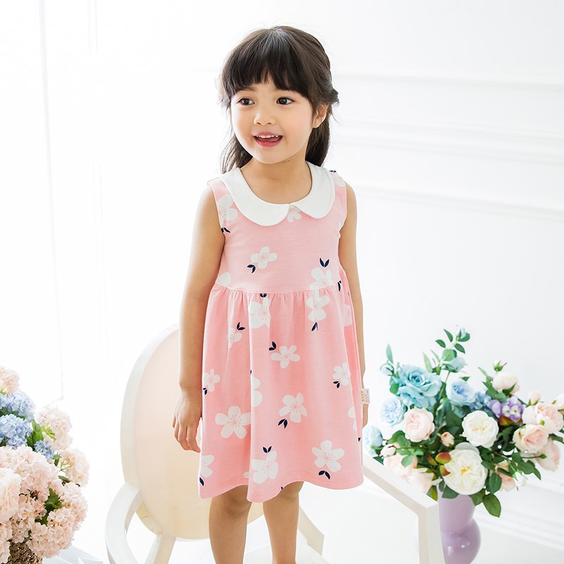 Đầm sát nách họa tiết hoa xinh xắn cho bé gái