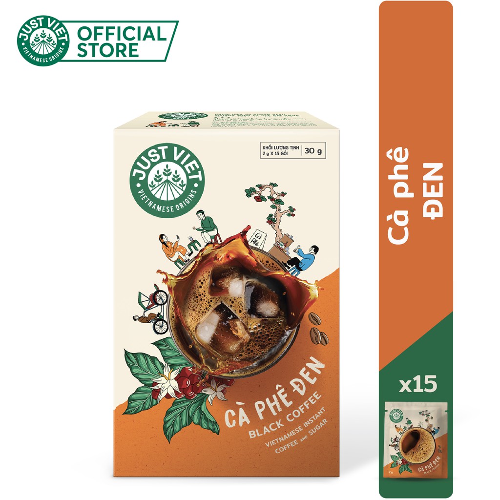 Cà Phê Đen Just Viet - Đúng Điệu Gu Việt - Sánh Đậm Tự Nhiên - Hộp 15 gói x 2g | BigBuy360 - bigbuy360.vn