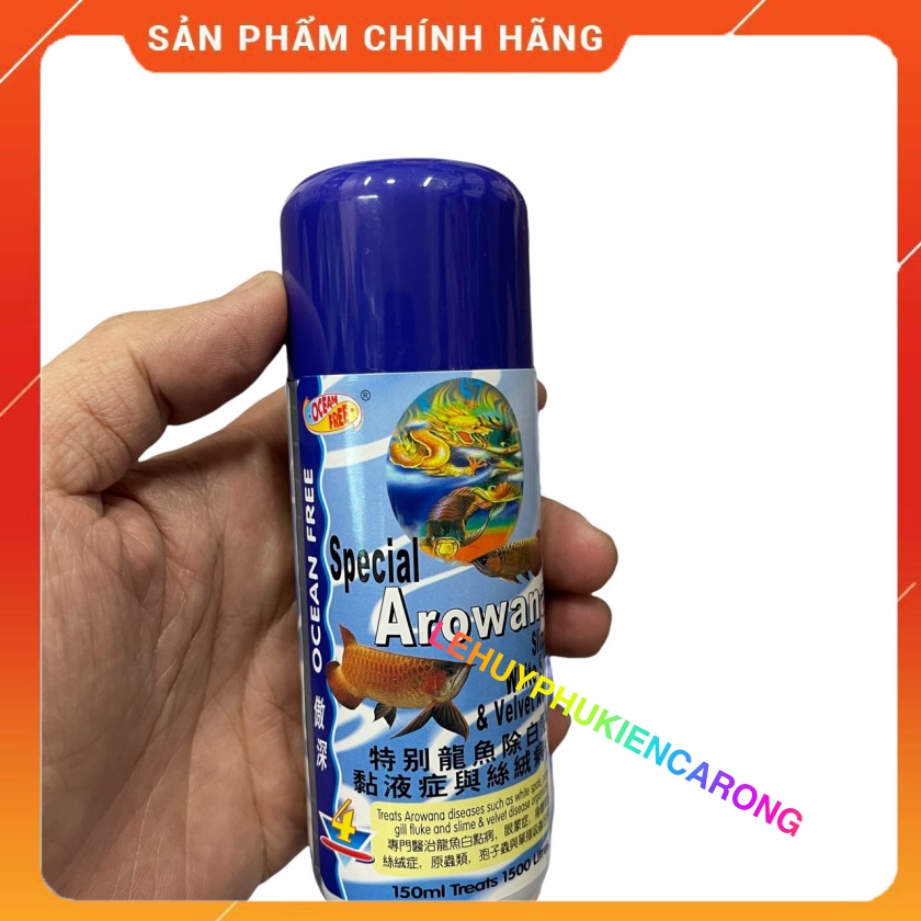 Chai Số 4 OCEAN FREE Chuyên Trị Nấm Trắng, Nấm Velet Sán Mang Cho Cá Rồng Chai 150ml