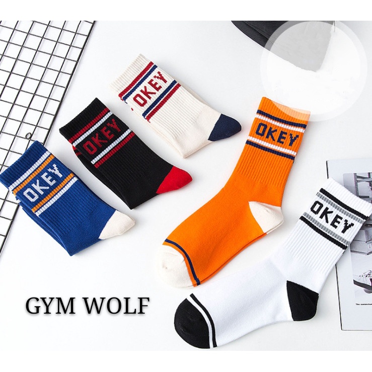 Vớ Unisex chữ OKEY cao cổ nhiều màu, phong cách thể thao, năng động.