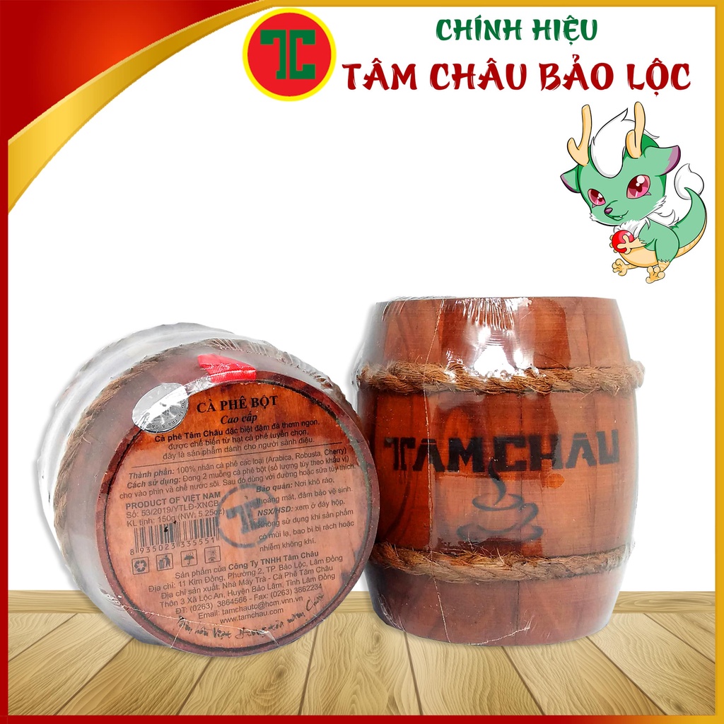 [TÂM CHÂU]Cafe Tâm Châu - Coffee Hộp Trống gỗ 150Gr - Chính hiệu TÂM CHÂU BẢO LỘC