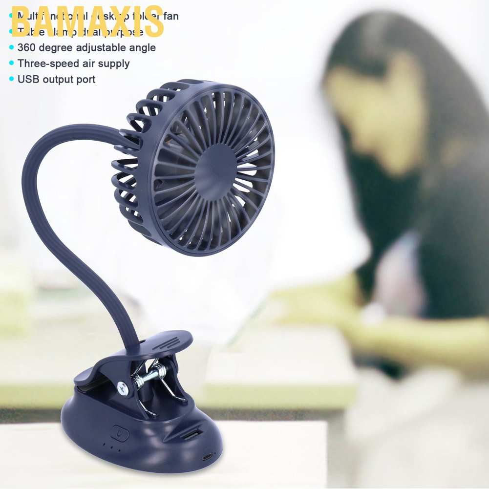 Bamaxis Bendable Small Fan Dark Blue USB Adjustable Angle Clip for Home Dormitry School Outdoor