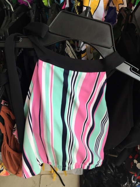 Đồ bơi bikini áo sọc cột nơ cổ