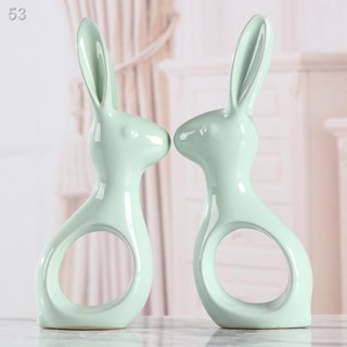 Đồ trang trí bằng gốm sứ sáng tạo thỏ nhỏ hoạt hình dễ thương phòng khách nội thất quà tặng thủ công gia đìnhV