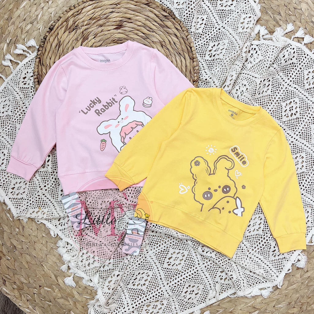 Áo cổ tròn dài tay bé gái Dokma