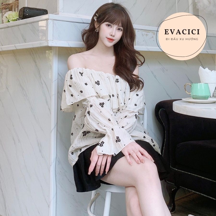 Áo croptop ulzzang trắng buộc dây cổ, áo croptop trễ vai dài tay xinh xắn