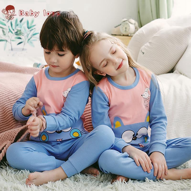 Bộ Đồ Ngủ Pijama Dài Tay In Họa Tiết Hoạt Hình Cho Bé