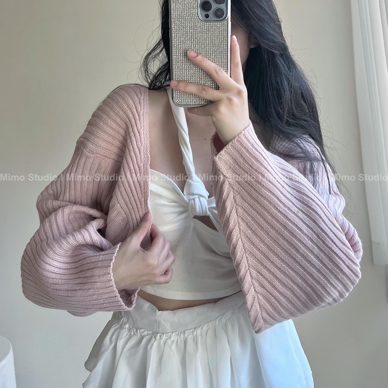 Cardigan bolero pink - Cherry cropped tee