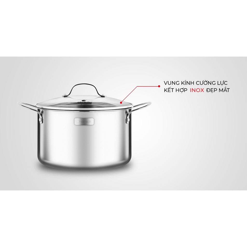 Nồi luộc gà Inox 3 lớp đáy liền Elmich Trimax classic size 28cm-Hàng chính hãng