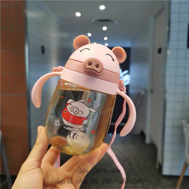 Bình tập uống nước chống sặc hình con heo đáng yêu cho bé - 350ml