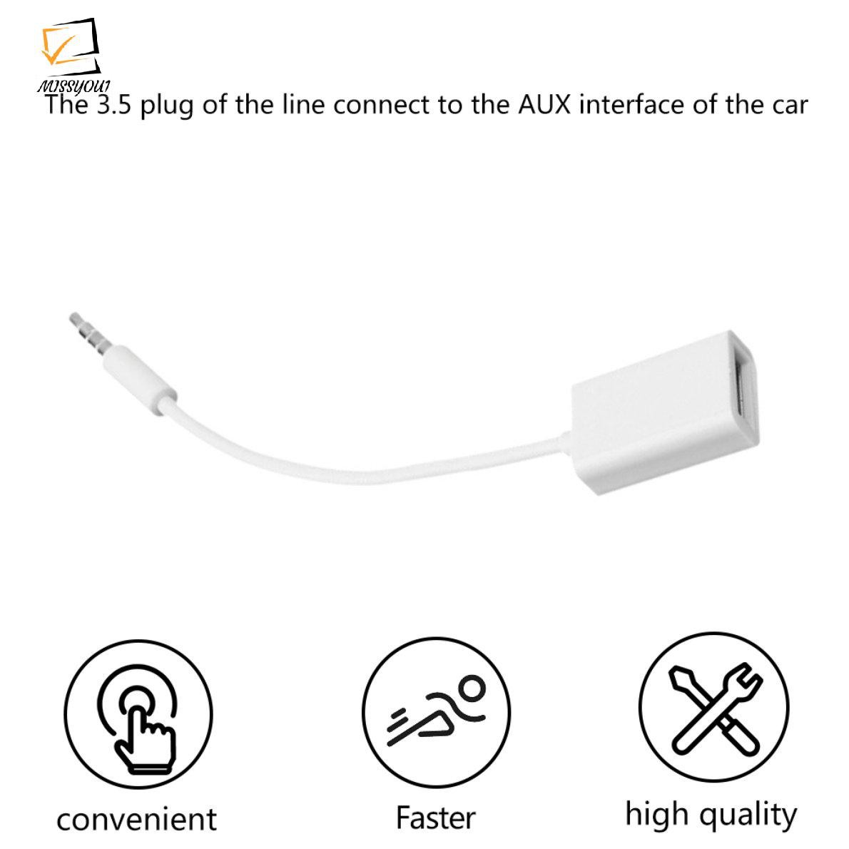 Cáp chuyển đổi giắc âm thanh AUX 3.5mm sang cổng USB dành cho máy nghe nhạc MP3 trên xe hơi