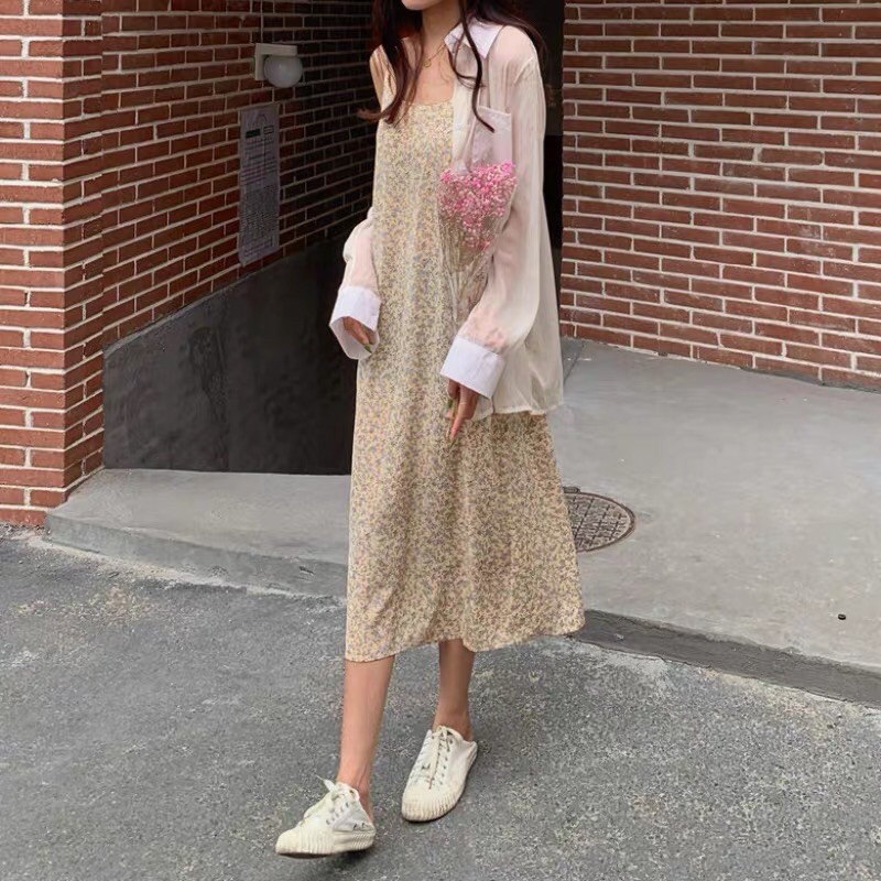 VÁY 2 DÂY HOA NHÍ