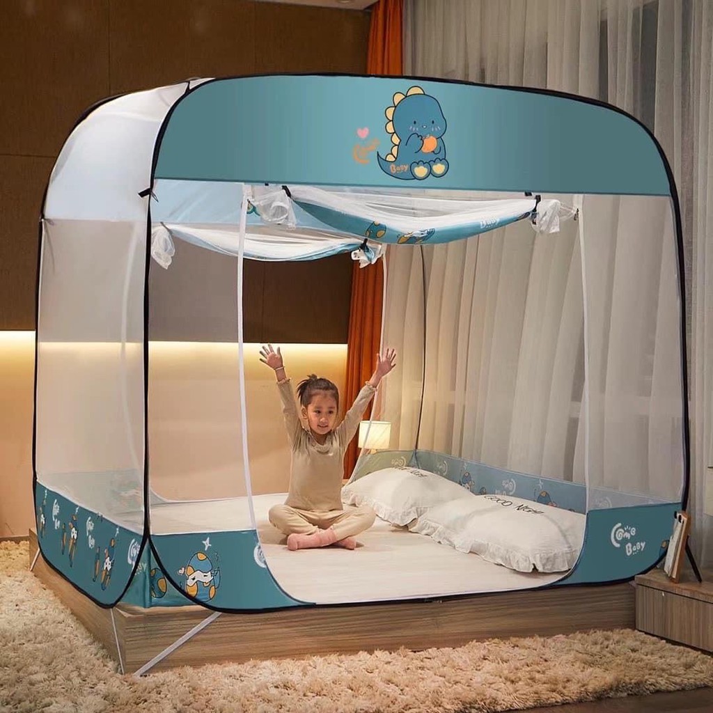 Màn mùng chụp tự bung đỉnh vuông cao cấp Size ( 1m6 / 1m8 / 2m2 ) x 2m