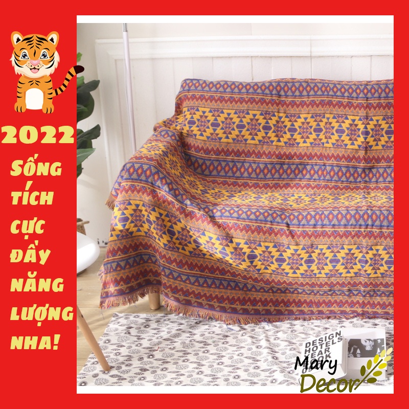 (1.8*2.3m&amp;2.3*2.75m) Phủ sofa họa tiết độc đáo ấn tượng Mary Decor - Phong cách Bohemian bốc lửa PS10